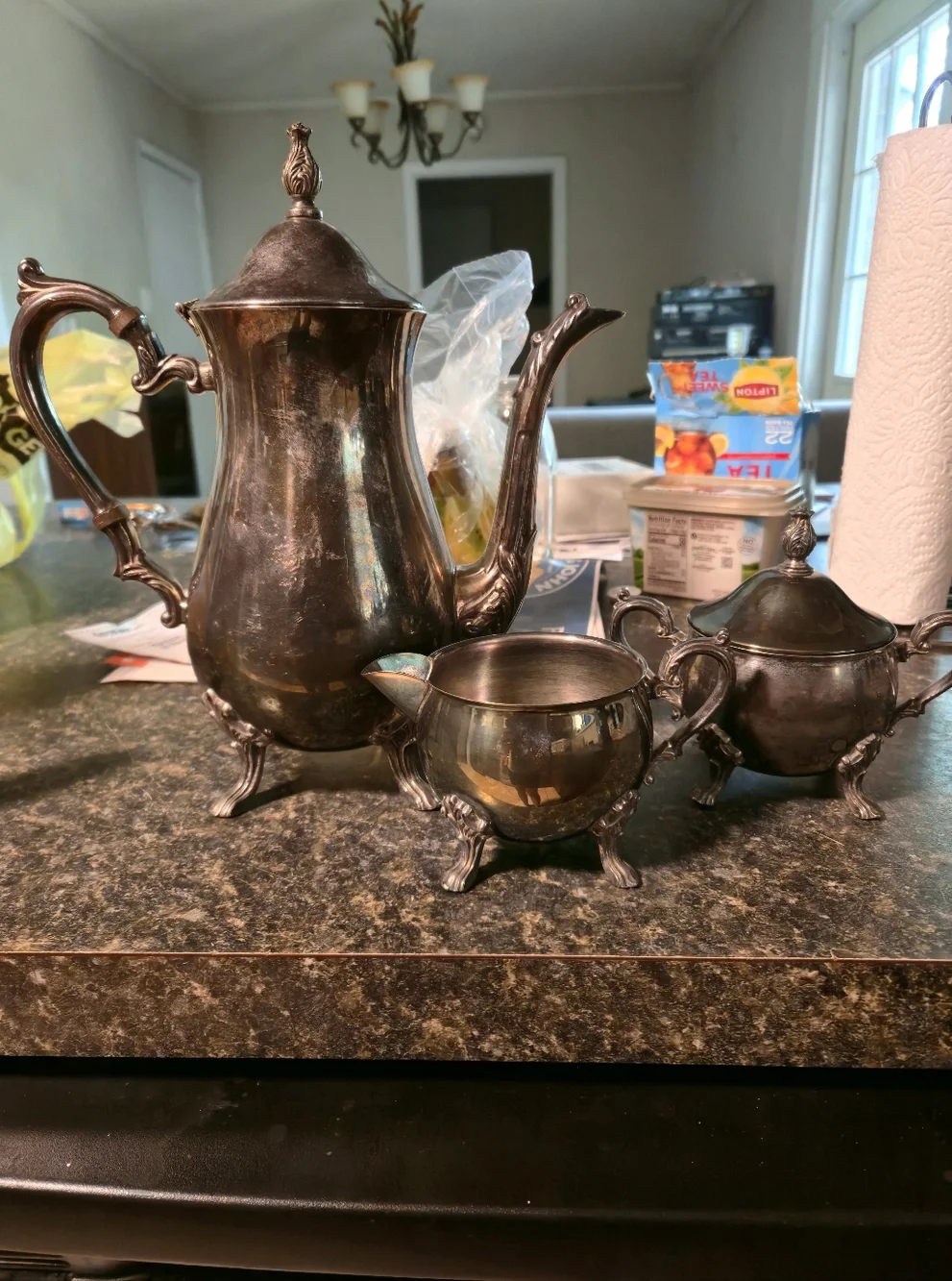 Ornate Three-Piece Silver Tea/Coffee Set
